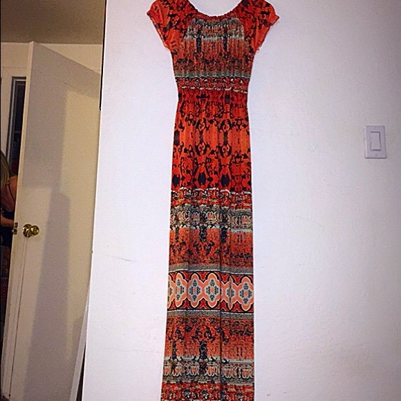 Just Funky Orange Maxi Dress - Picture 5 of 5
